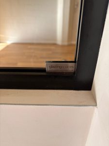 Up close image of the Critall banding used as framing for the toughened glass