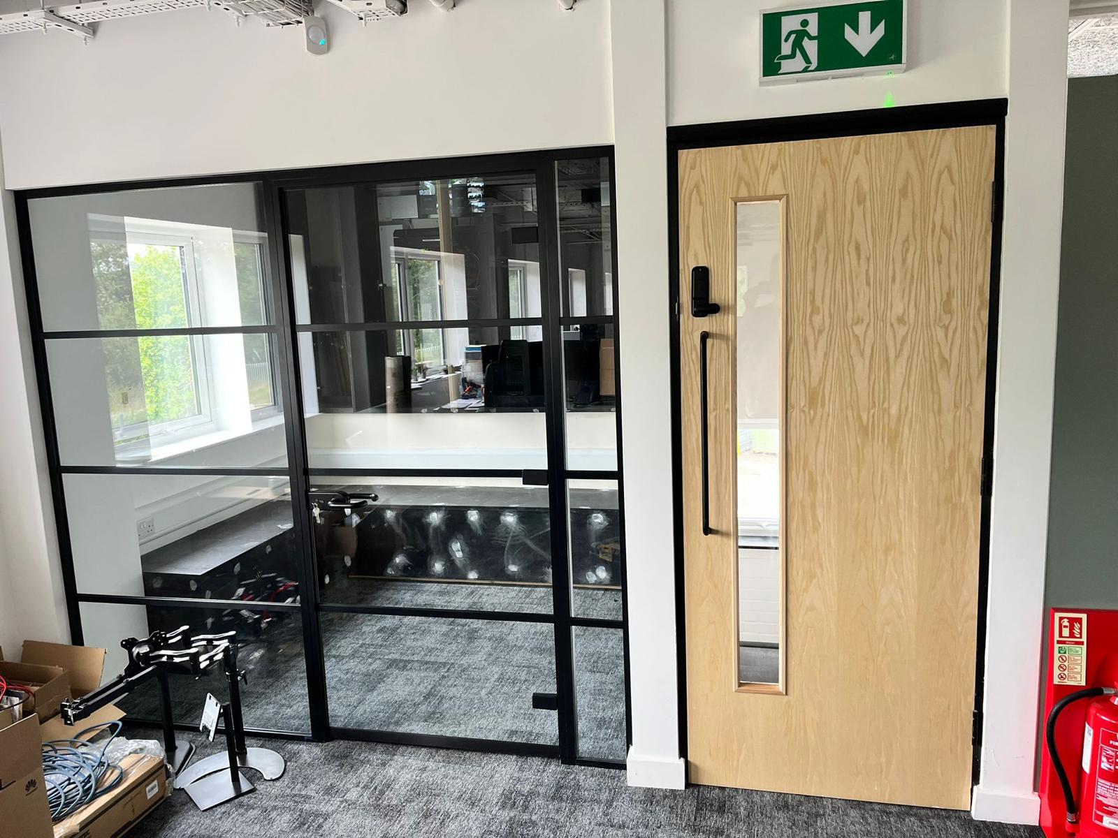 Fire door leading to office